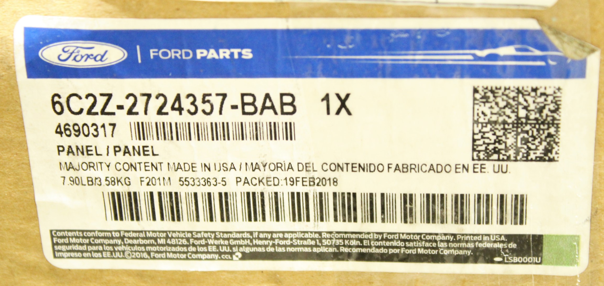 Ford Gray Lh Seat Belt Panel Pillar Trim Part Number - 6C2Z