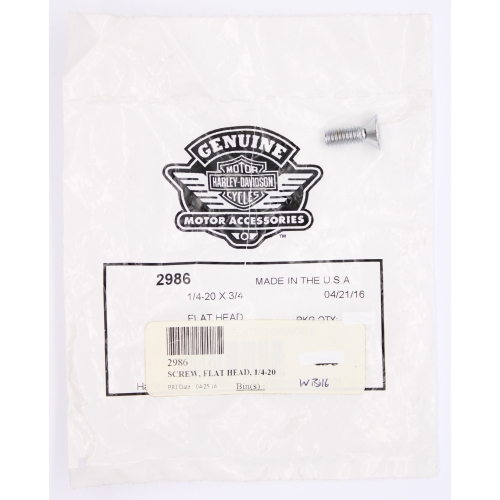 Harley-Davidson Flat Head Screw 1/4-20 x 3/4 Part Number