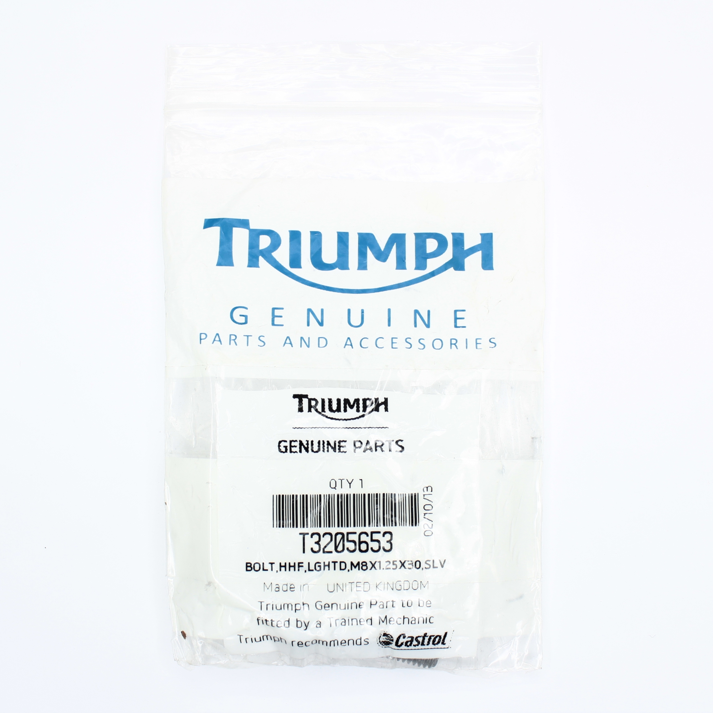 Triumph Hex Head Flange Bolt Lghtd M8x1.25x30 Silver Part Number