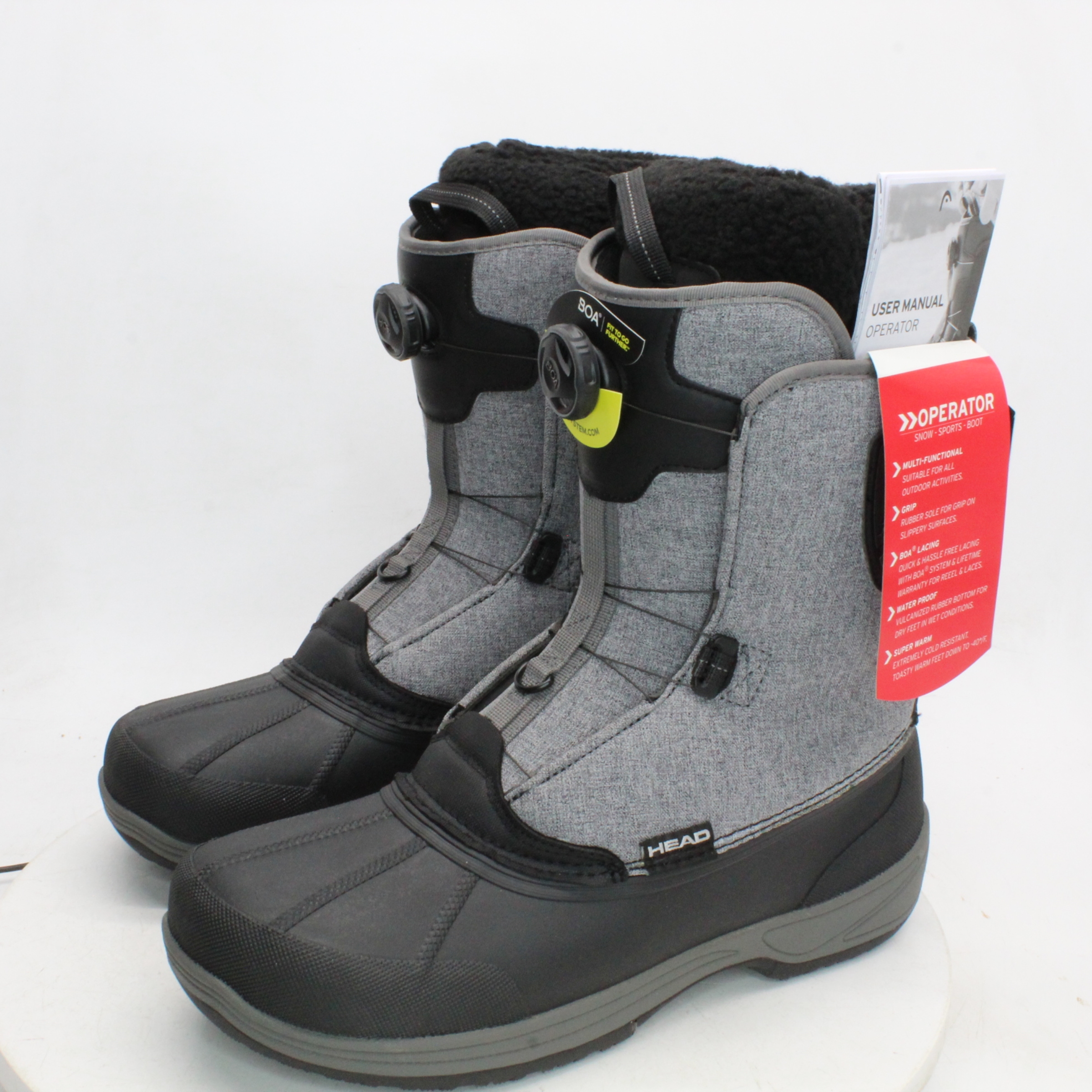 Head Operator BOA Grey Adult Snowboard Boots Size 12 Mondo 30
