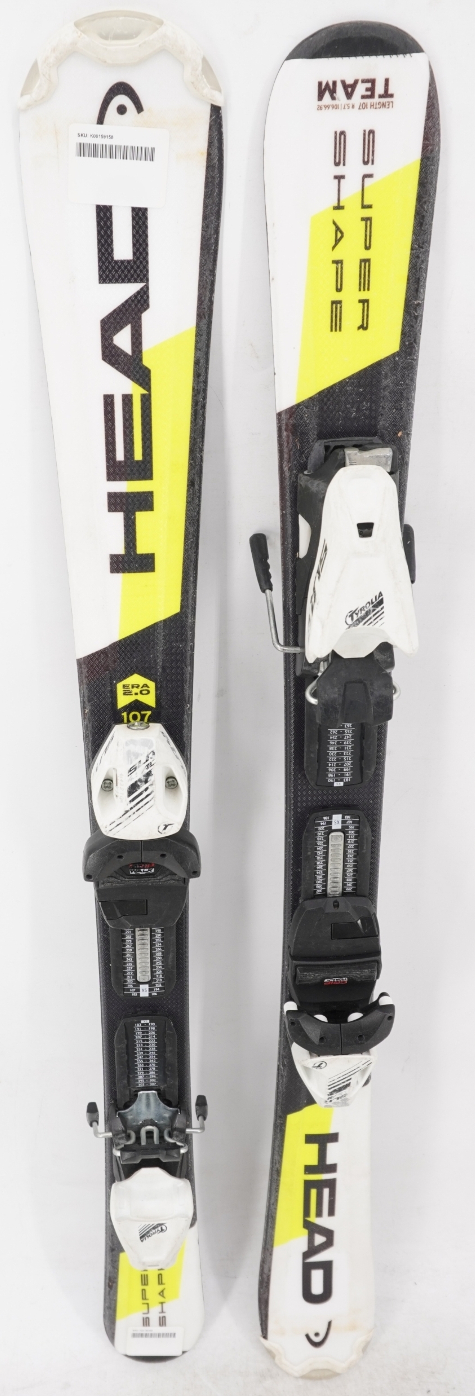 Head Supershape Team Era 2.0 Kids Skis with Bindings - 107 cm Used